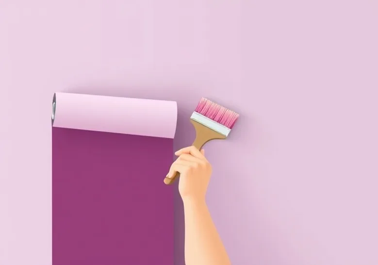 Pose de papier peint, rouleau et brosse à maroufler